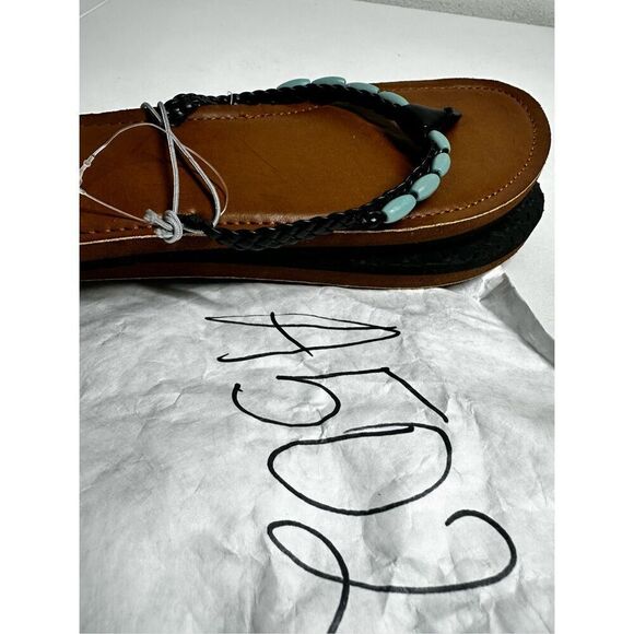 NWT O’Nell Flipflops Size 9/10 Leather Turquoise - Picture 6 of 6